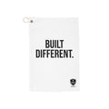 Peace. Golf Towel — White Microfiber Golf Towel with Gold "PEACE." Text, Clip Loop for Bag