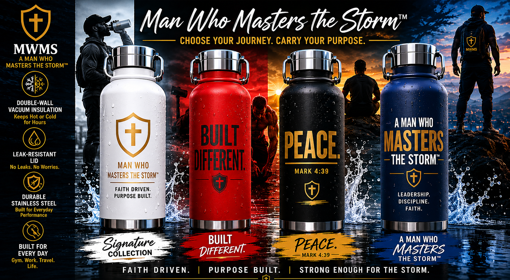 A Man Who Masters the Storm™ Performance Vacuum Insulated Bottle — 22oz Stainless Steel