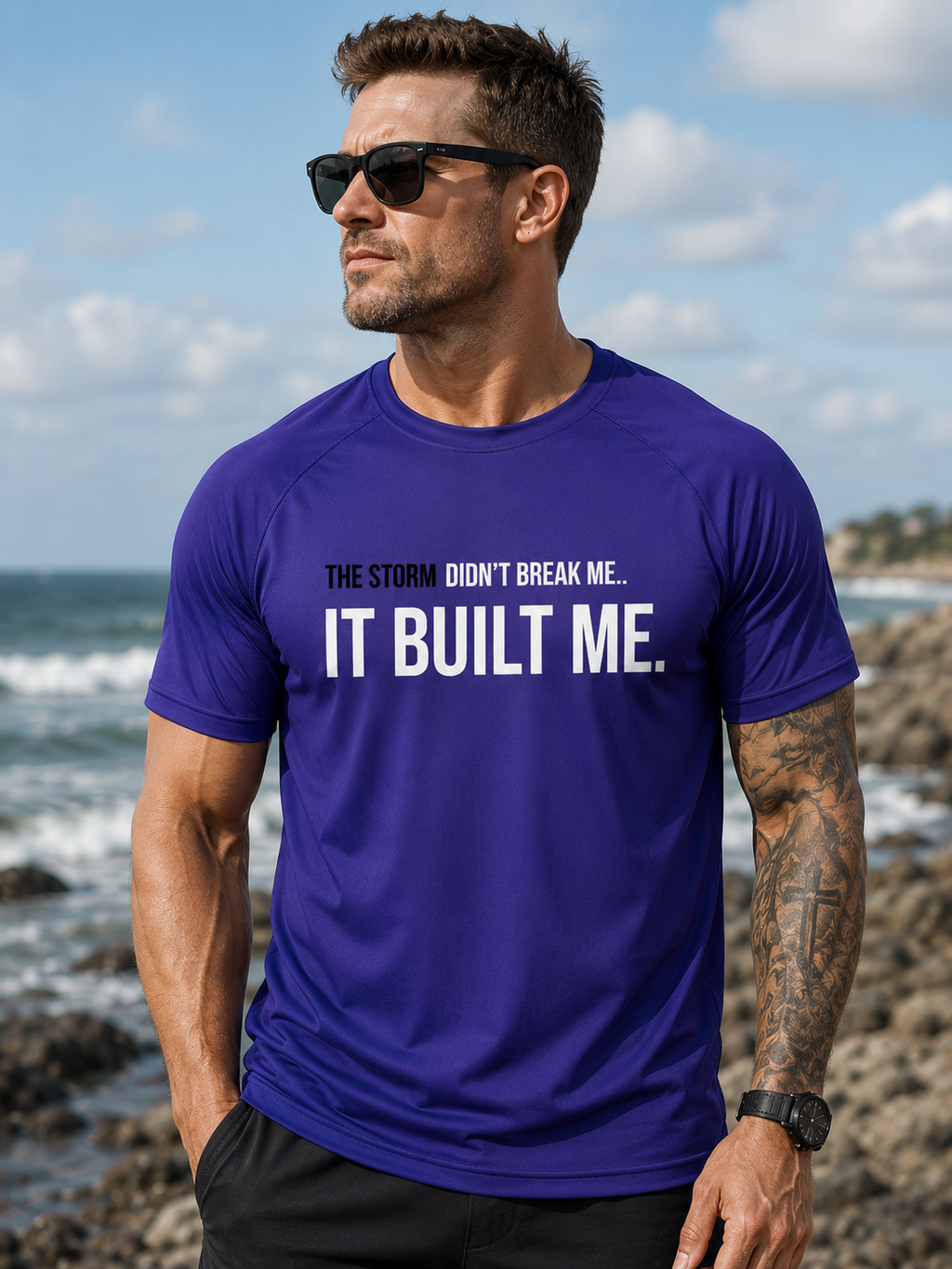 Personalized: The Storm Didn't Break Me. It Built Me.™ Performance Faith Tee