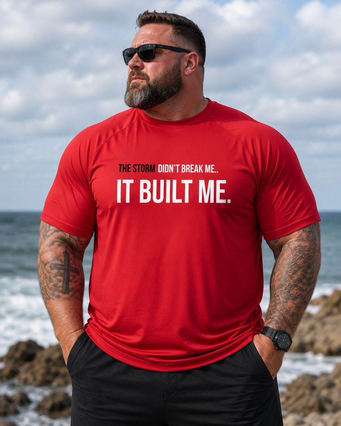 The Storm Didn't Break Me. It Built Me.™ Performance Faith Tee