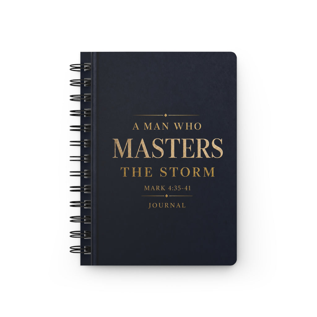 A Man Who Masters the Storm Journal — Spiral-Bound Christian Devotional Notebook